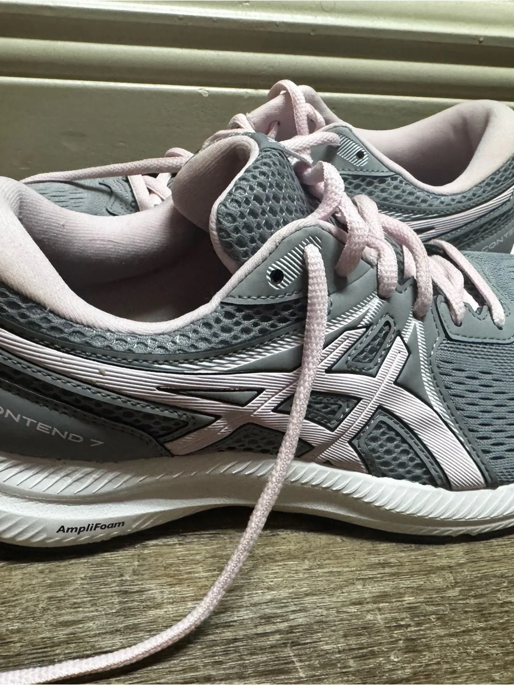 ASICS Gray and Light Pink Women's Athletic Running Shoes